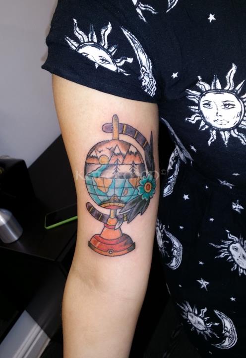 Tattoo tagged with trad mountain landscape globe  inkedappcom